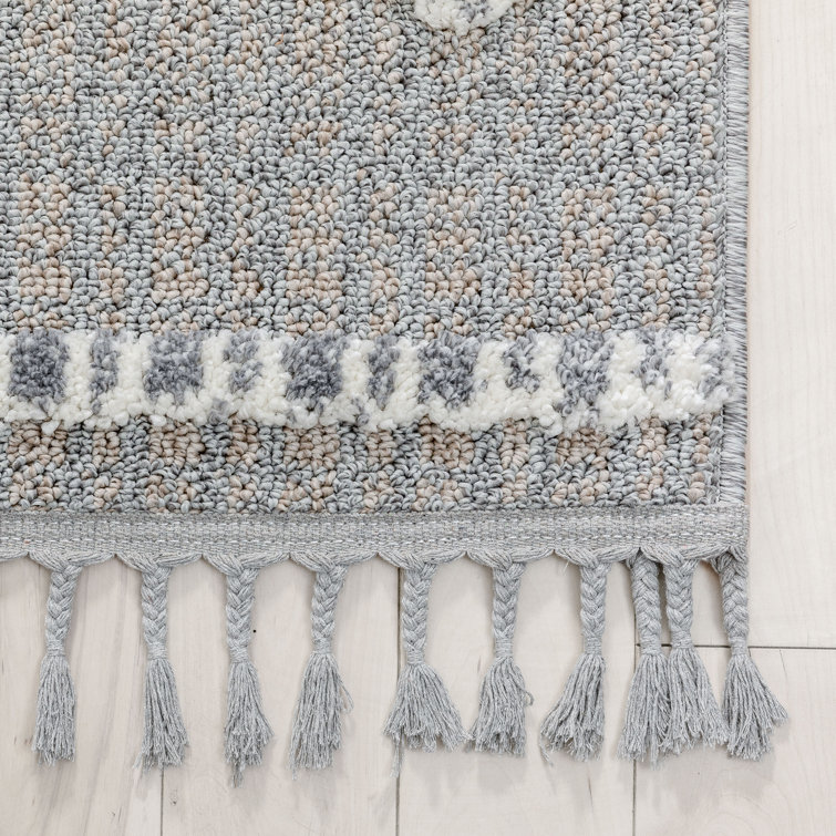 Ivory Geometric Synthetic Reversible Runner Rug