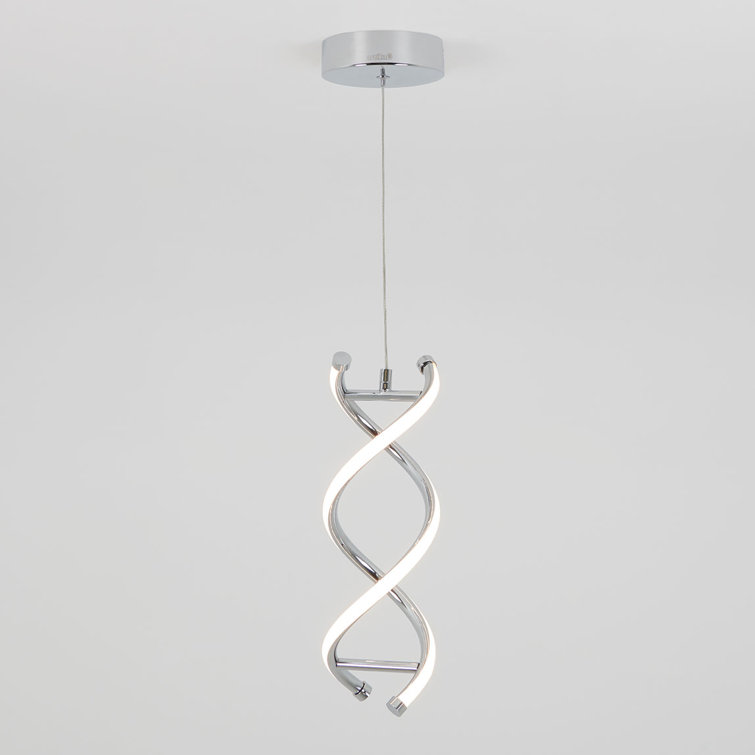Modern Chrome LED Pendant Light with Artistic Curves