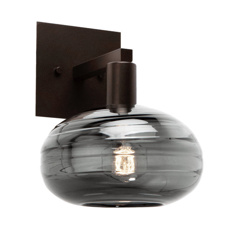 Coppa 9.5" Optic Smoke Glass & Flat Bronze Wall Sconce