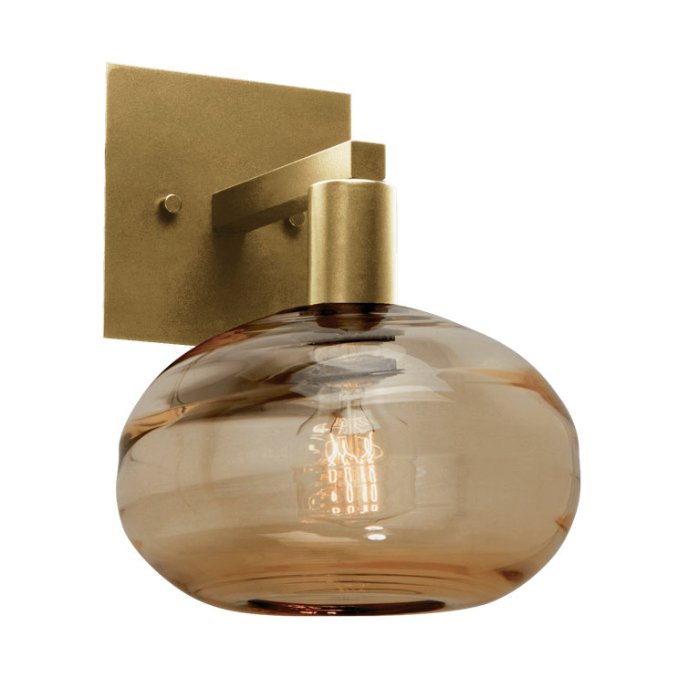Dimmable Brass and Bronze Energy Star Sconce with Glass Shade