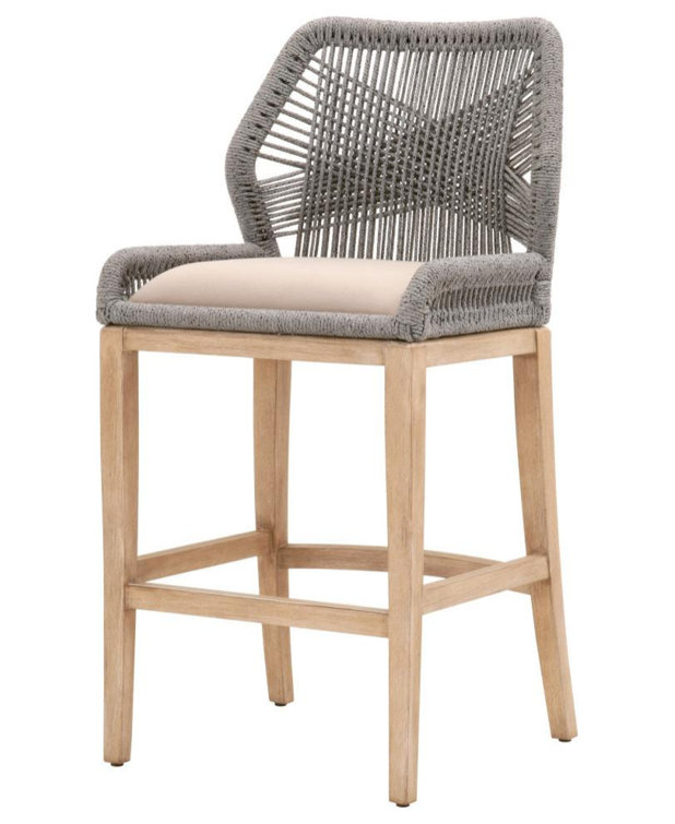 Platinum Woven Barstool with Natural Gray Wood Frame