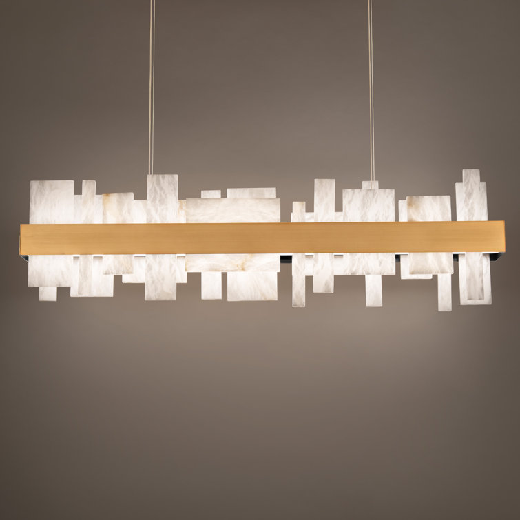 Aged Brass and Alabaster 20" LED Chandelier