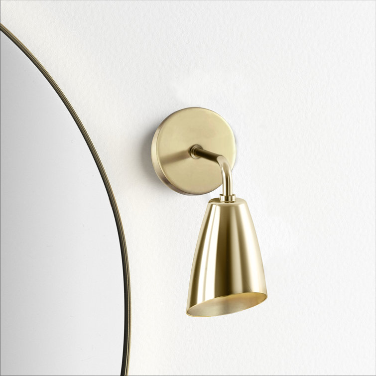 Aged Brass Cone Shade Dimmable Metal Sconce