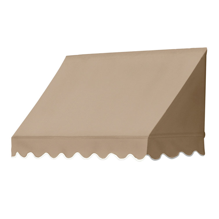 Sand 4 ft. Retractable Window Awning with Scalloped Edges