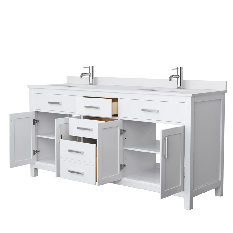 Beckett Classic 72" White Cultured Marble Double Bathroom Vanity