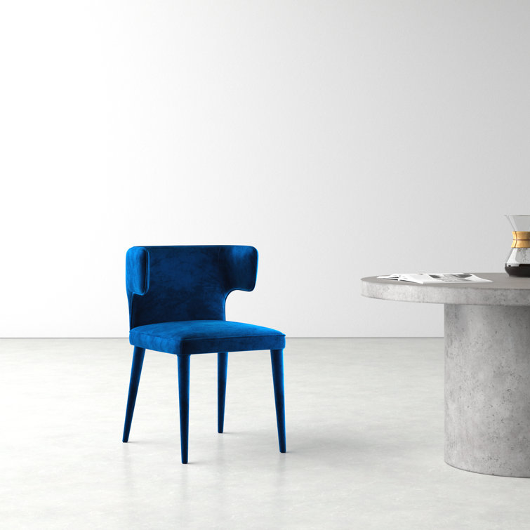 Teal Velvet Upholstered Wingback Side Chair with Metal Legs