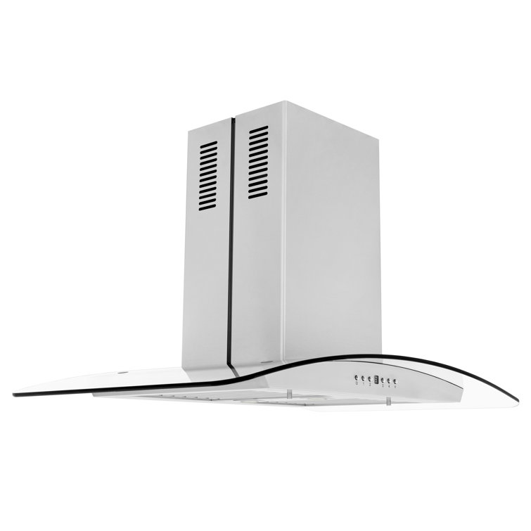 36-inch Stainless Steel and Glass Convertible Island Range Hood