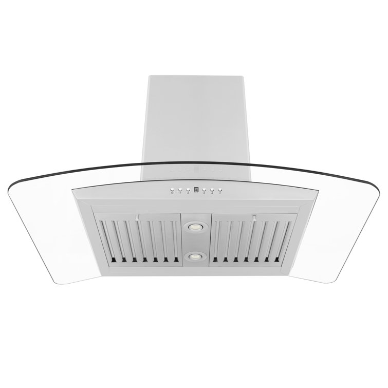 36-inch Stainless Steel and Glass Convertible Island Range Hood