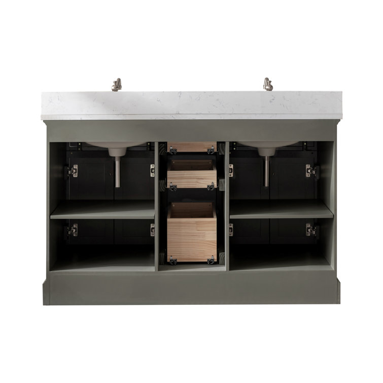 Thompson 54" Silver Gray Double Sink Freestanding Vanity