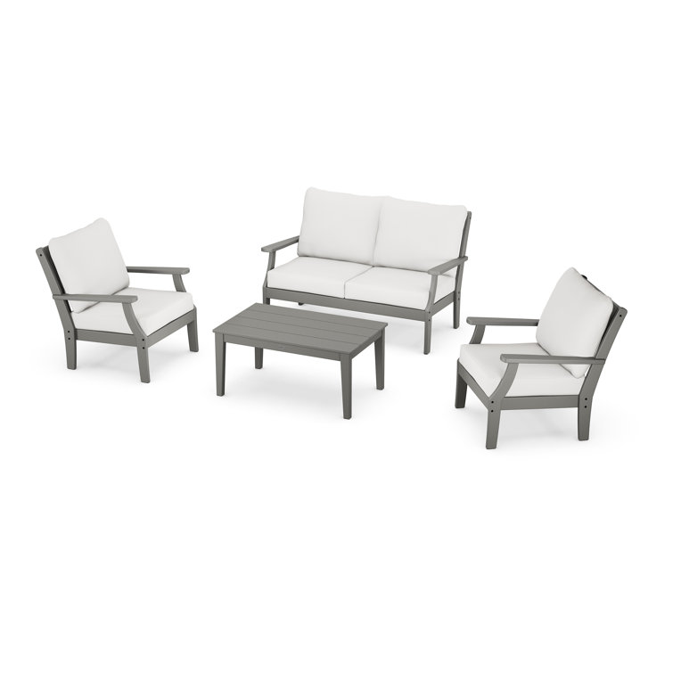Slate Gray 4-Piece Outdoor Seating Set with Natural Cushions