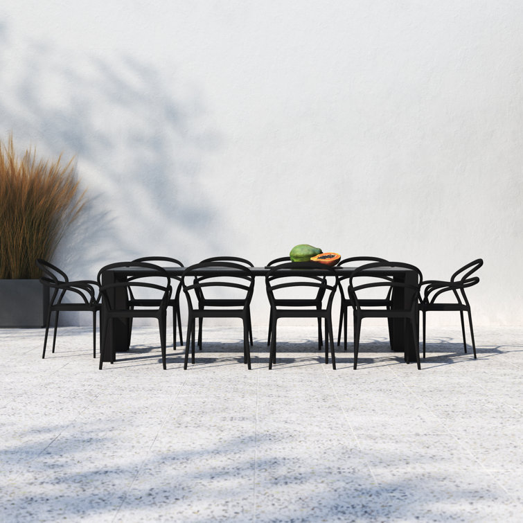 Mila Extendable Black Resin 11-Piece Outdoor Dining Set