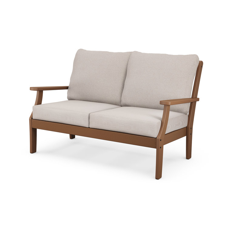 Tree House Plastic Deep Seating Loveseat with Burlap Cushions