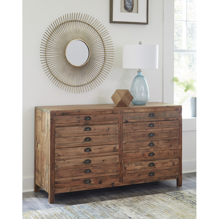 Farmhouse Brown Double Dovetail 6-Drawer Dresser