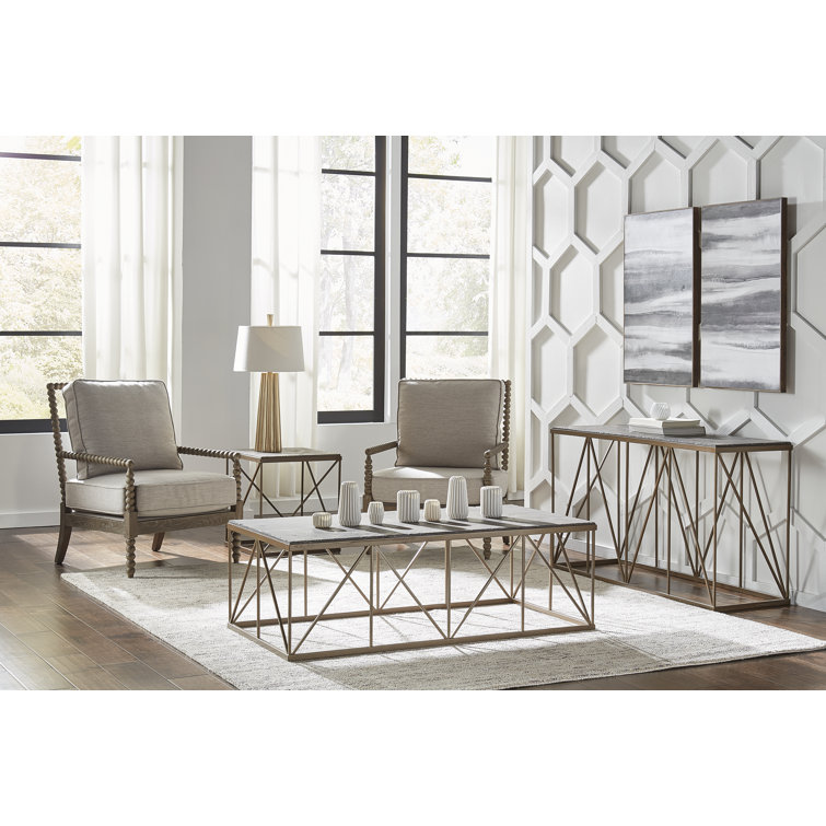 Transitional Sara Light Gray Linen and Brown Wood Armchair