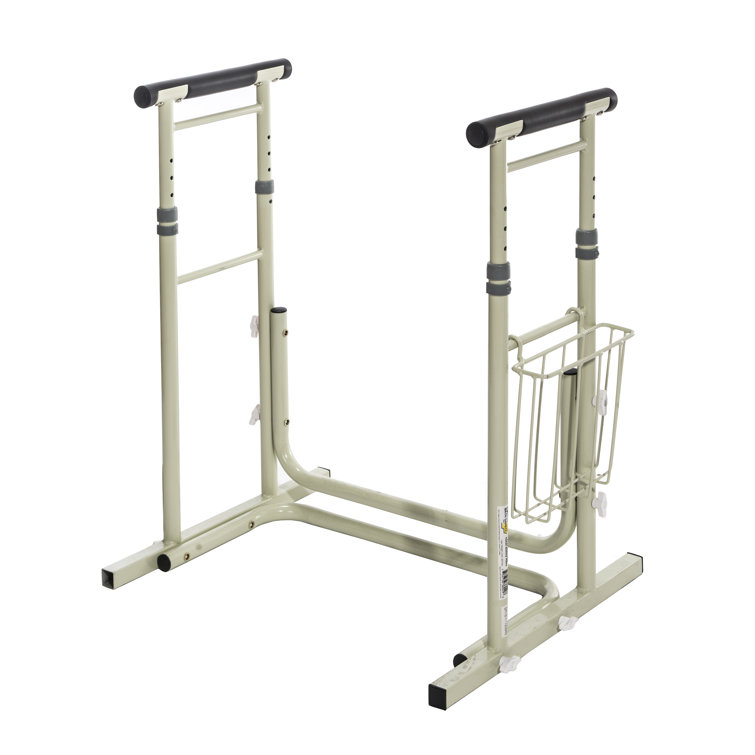 Height Adjustable White Steel Toilet Safety Rail with Foam Handles