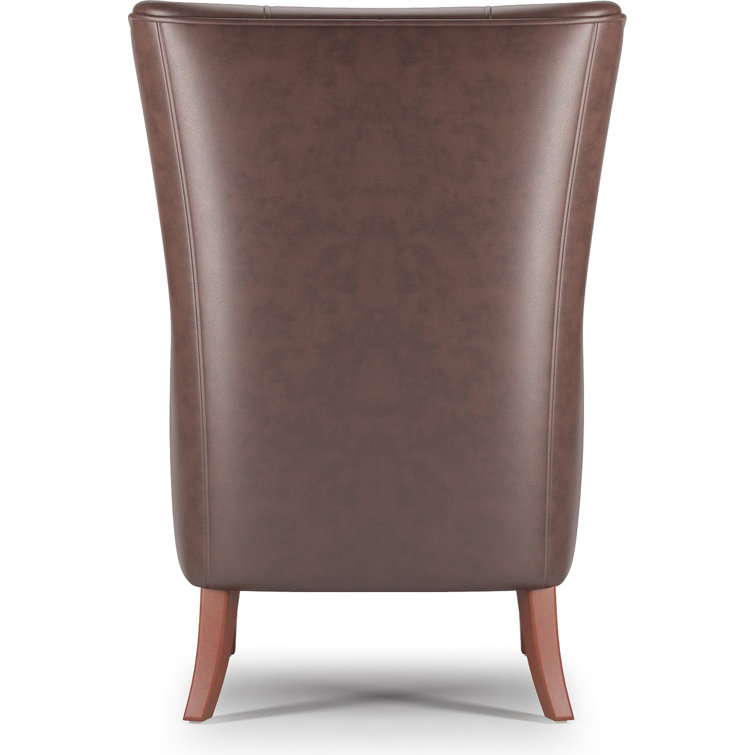 Morgan Chocolate Brown Faux Leather Wingback Accent Chair