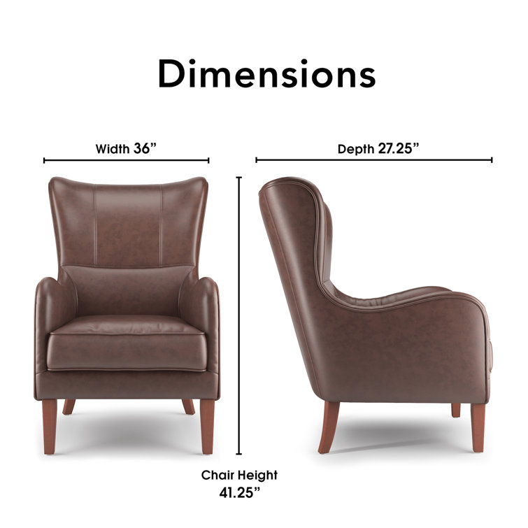 Morgan Chocolate Brown Faux Leather Wingback Accent Chair