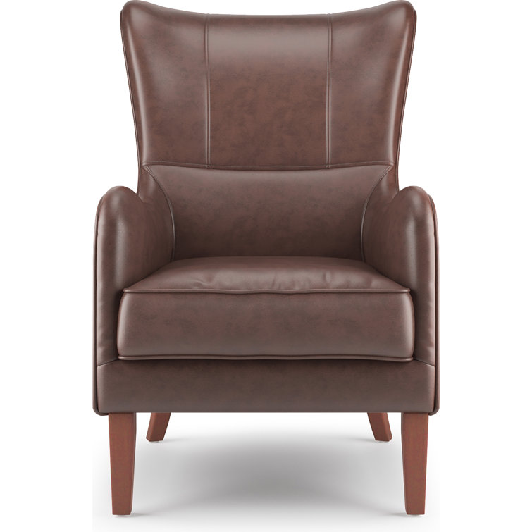 Morgan Chocolate Brown Faux Leather Wingback Accent Chair