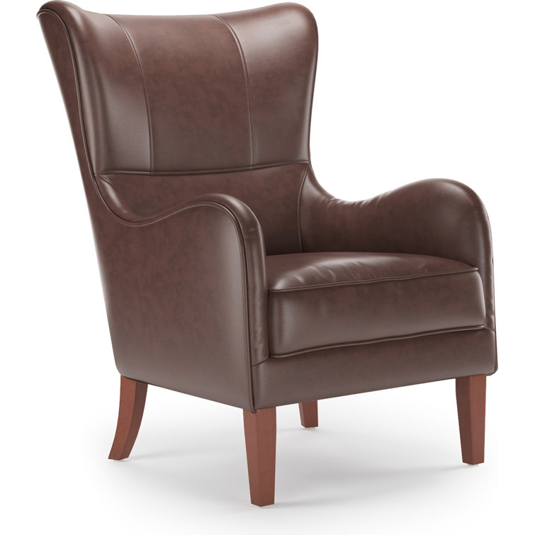 Morgan Chocolate Brown Faux Leather Wingback Accent Chair