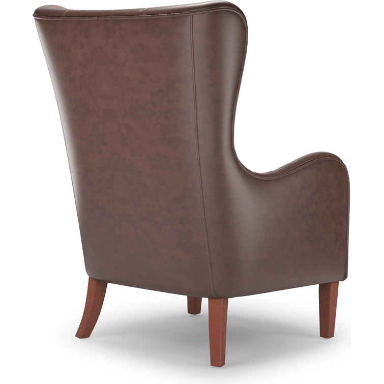 Morgan Chocolate Brown Faux Leather Wingback Accent Chair