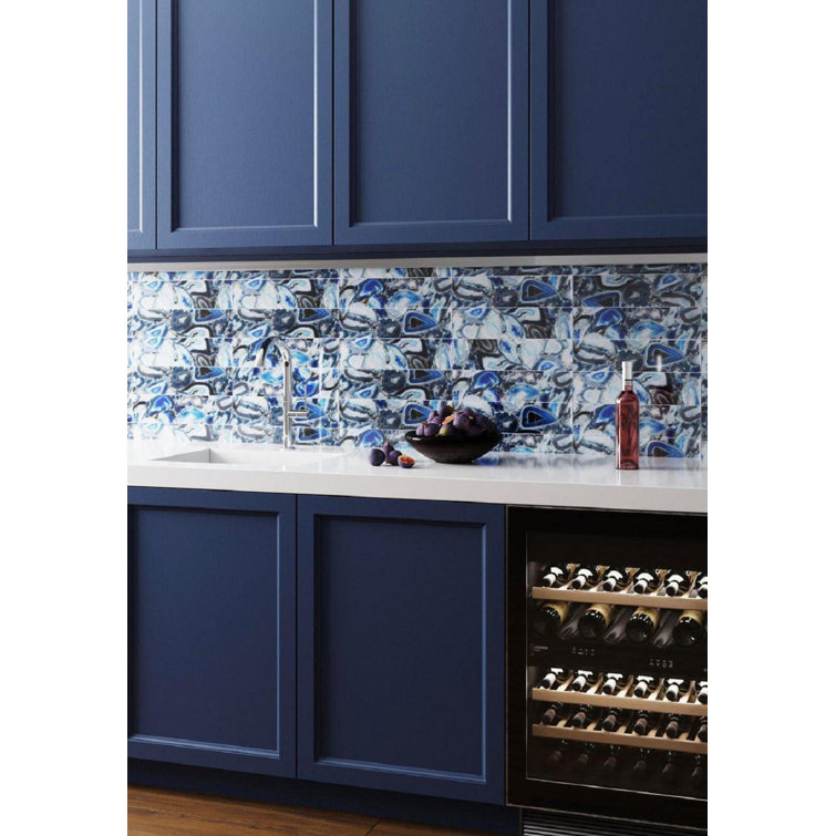 12" x 3" Glossy Blue Glass Subway Wall Tile