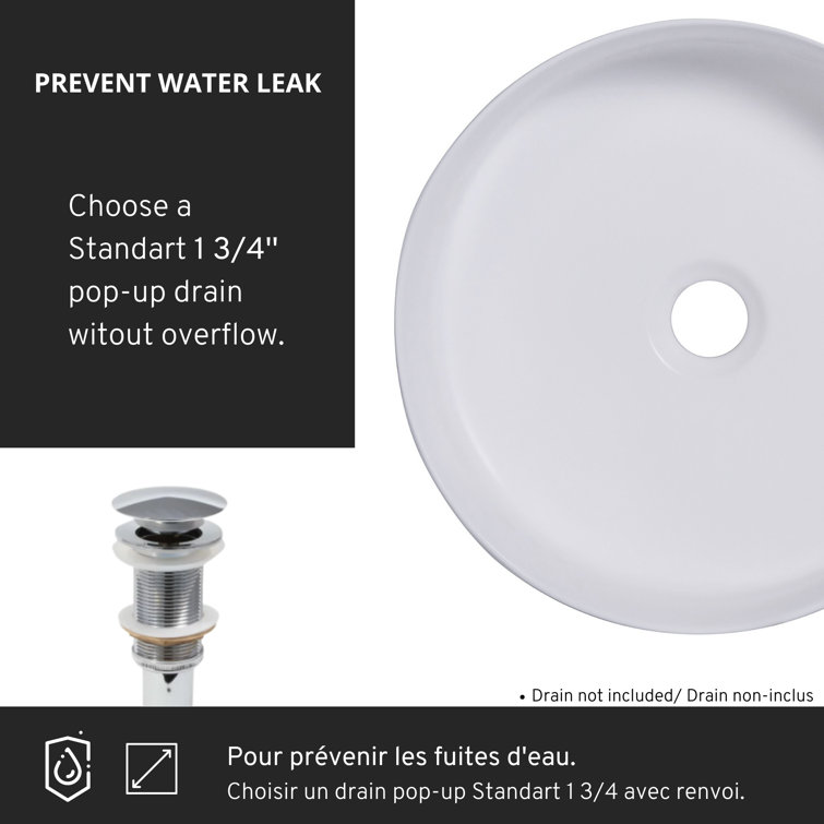 14'' Round White Ceramic Undermount Bathroom Sink