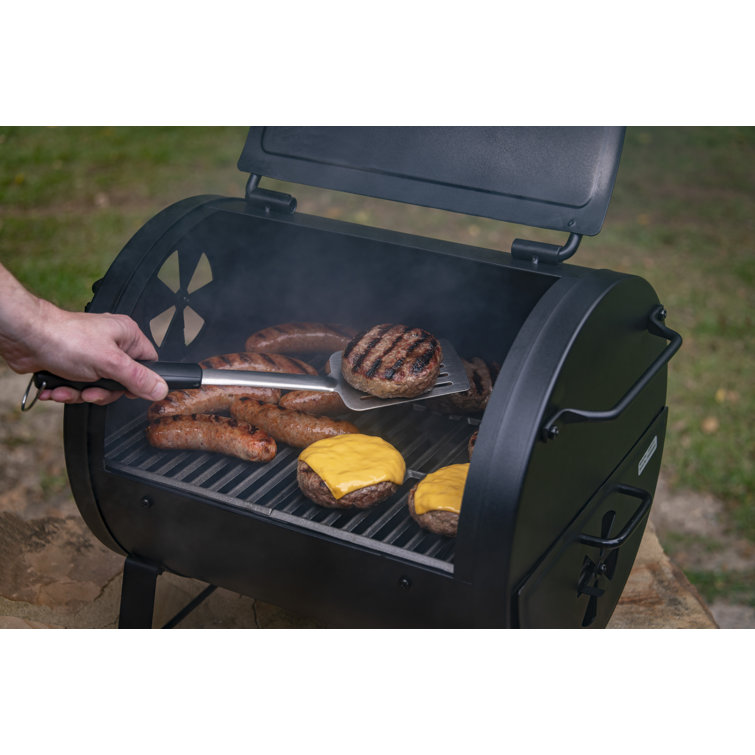 American Gourmet Black Portable Charcoal Tabletop Grill with Smoker