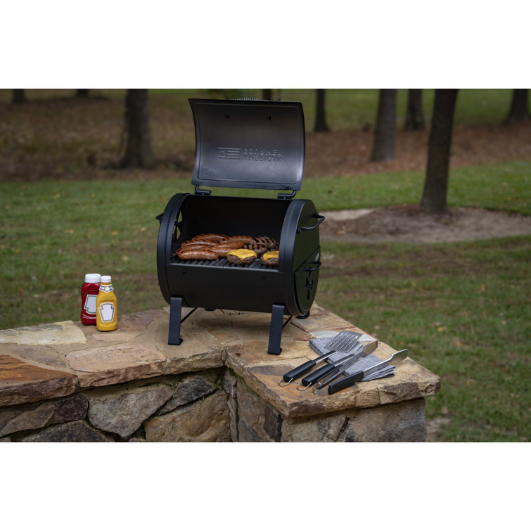 American Gourmet Black Portable Charcoal Tabletop Grill with Smoker
