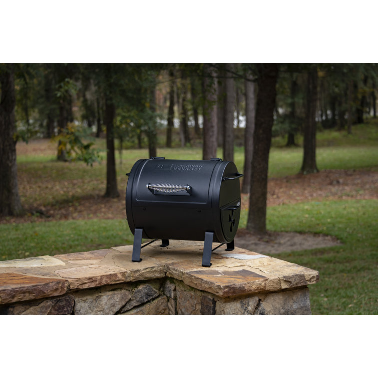 American Gourmet Black Portable Charcoal Tabletop Grill with Smoker