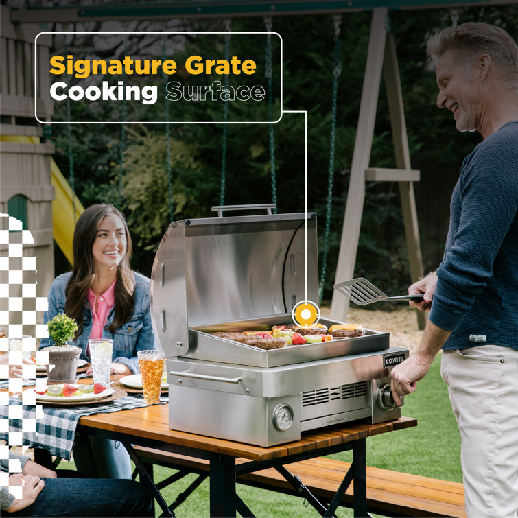 Coyote Stainless Steel Portable Propane Gas Grill with Signature Grates