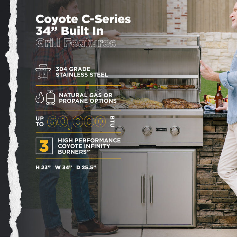 Coyote 34-Inch Stainless Steel Built-In Natural Gas Grill