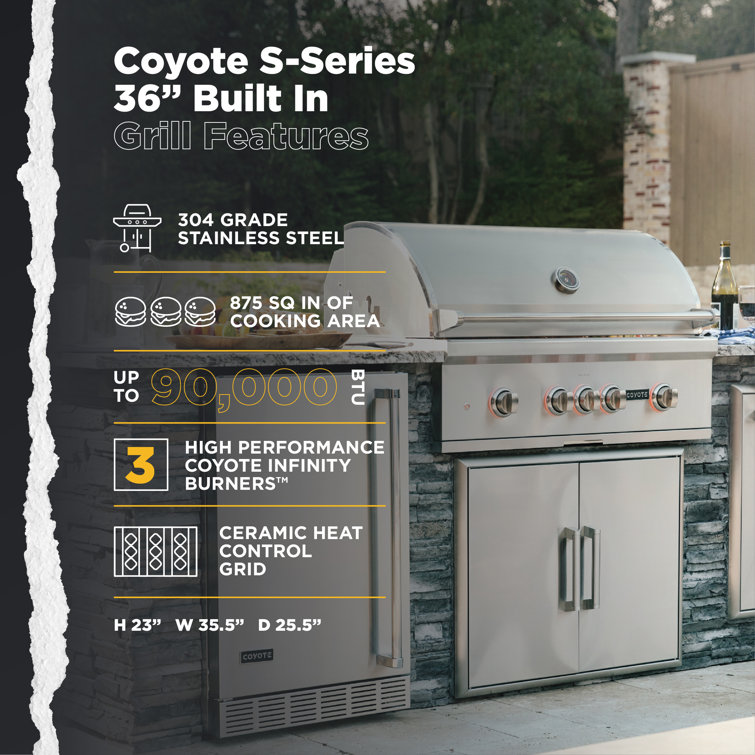 Coyote 36-Inch Stainless Steel Built-In Propane Gas Grill with Rotisserie