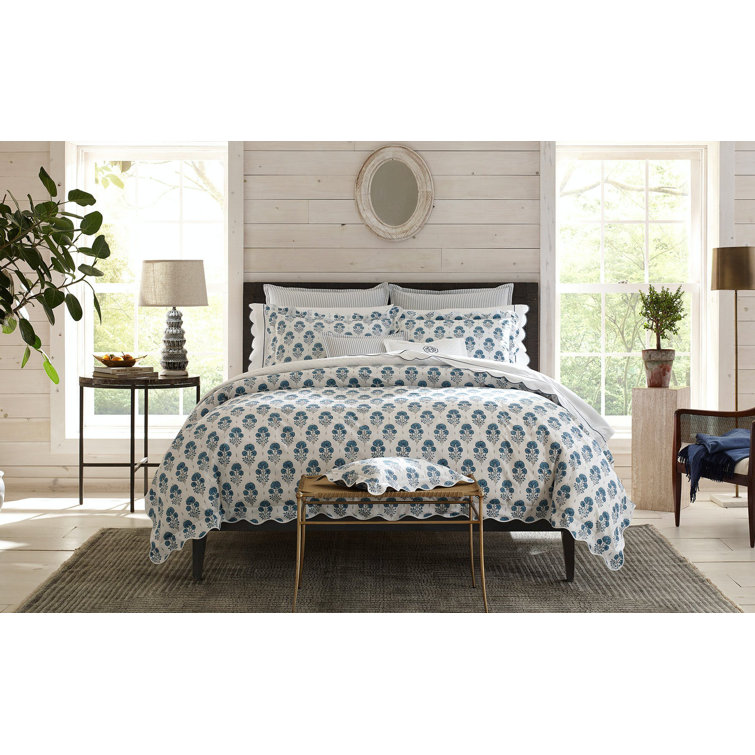 Joplin Mineral Blue Cotton Standard Sham with Scalloped Edges