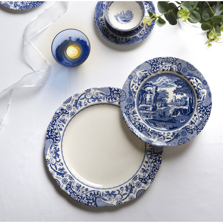 Blue and White Ceramic 10.5-Inch Dinner Plate Set