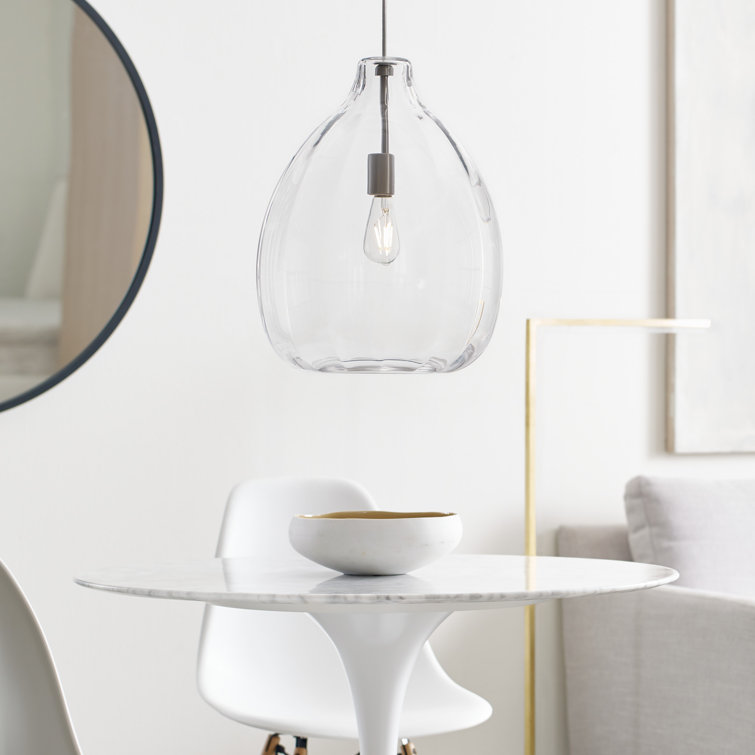 Harper Satin Nickel Clear Glass Ribbed Pendant Light