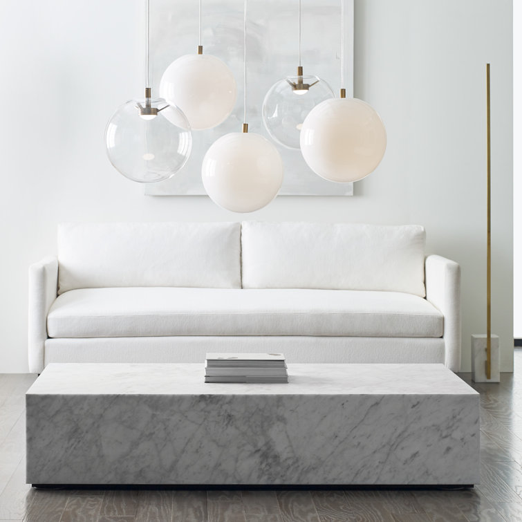 Klee Minimalist Natural Brass & White Marble LED Floor Lamp with Shelf
