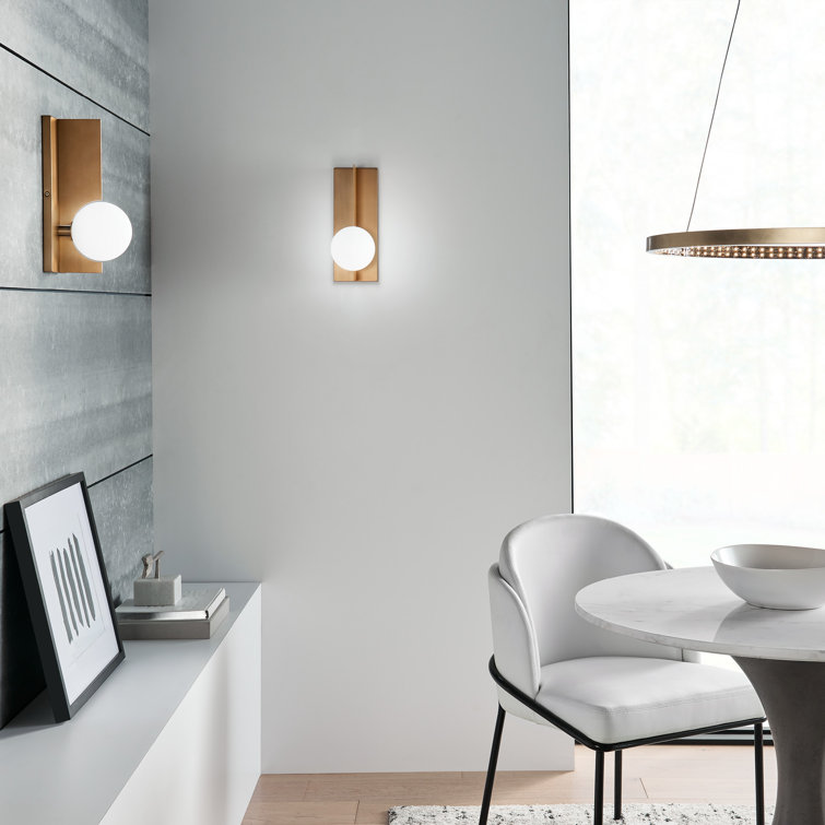 Orbel Geometric Matte Black Wall Sconce with Frosted Glass Shade
