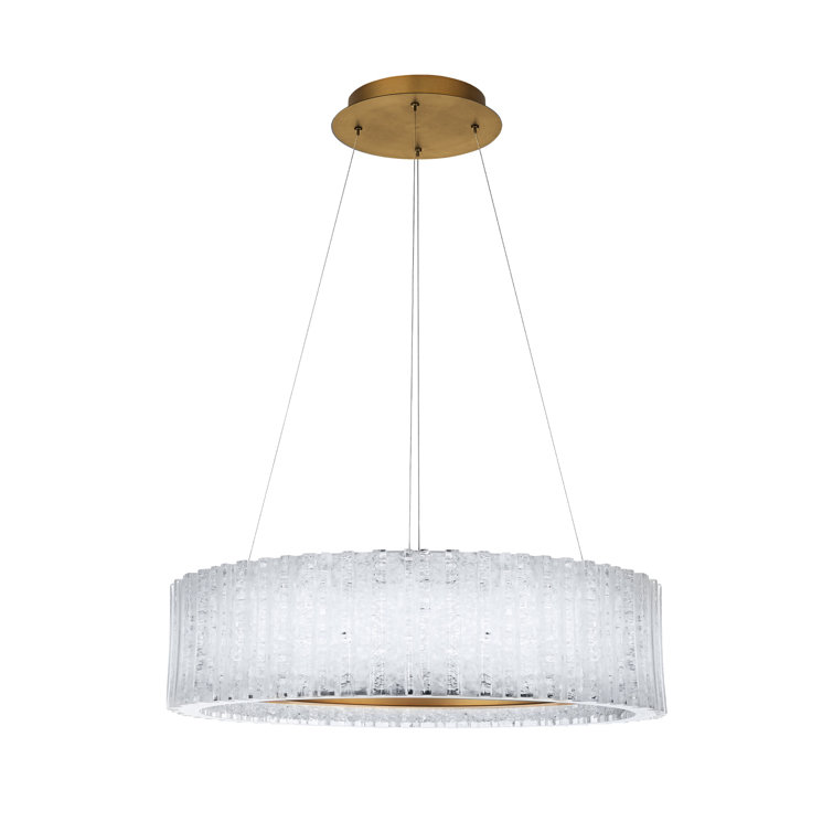 Rhiannon Aged Brass Drum Chandelier with Reclaimed Clear Crystal