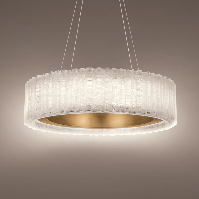 Rhiannon Aged Brass Drum Chandelier with Reclaimed Clear Crystal