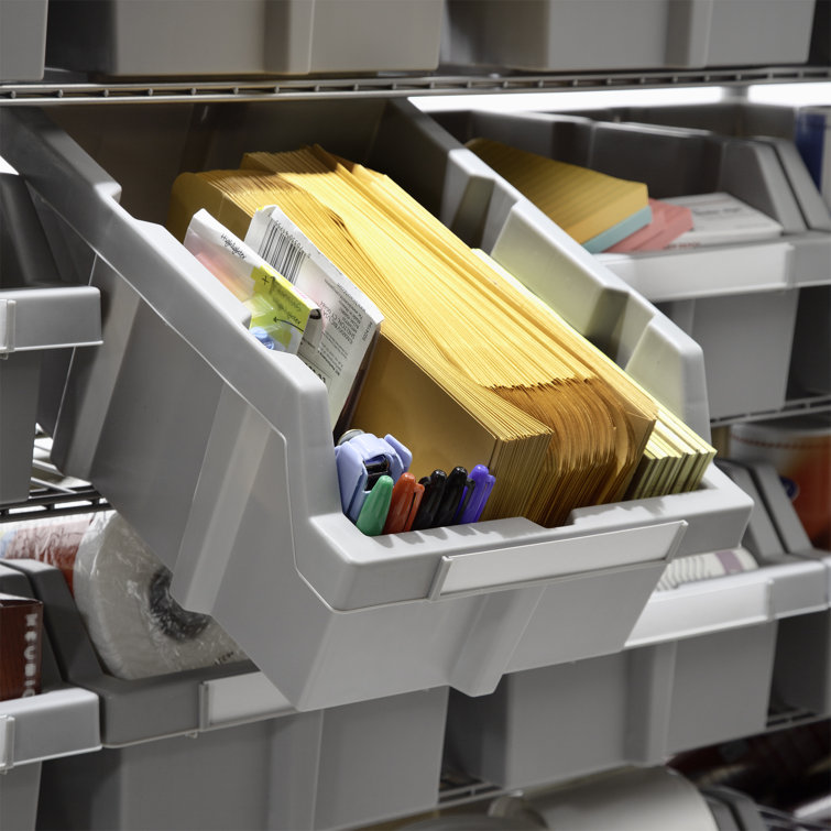 Extra-Wide Gray Steel 7-Tier Bin Rack with 21 Bins