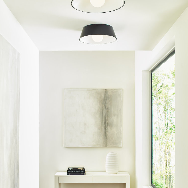 Matte Black Glass LED Drum Indoor/Outdoor Flush Mount