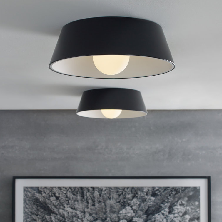 Matte Black Glass LED Drum Indoor/Outdoor Flush Mount