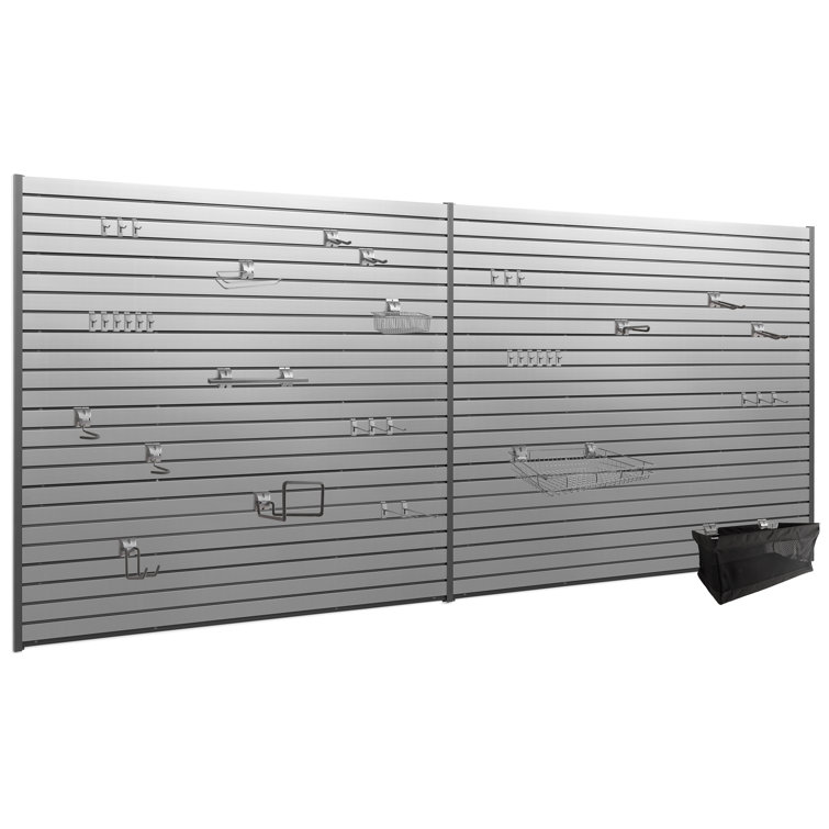 Silver 71.8" H x 160" W PVC Slatwall Kit