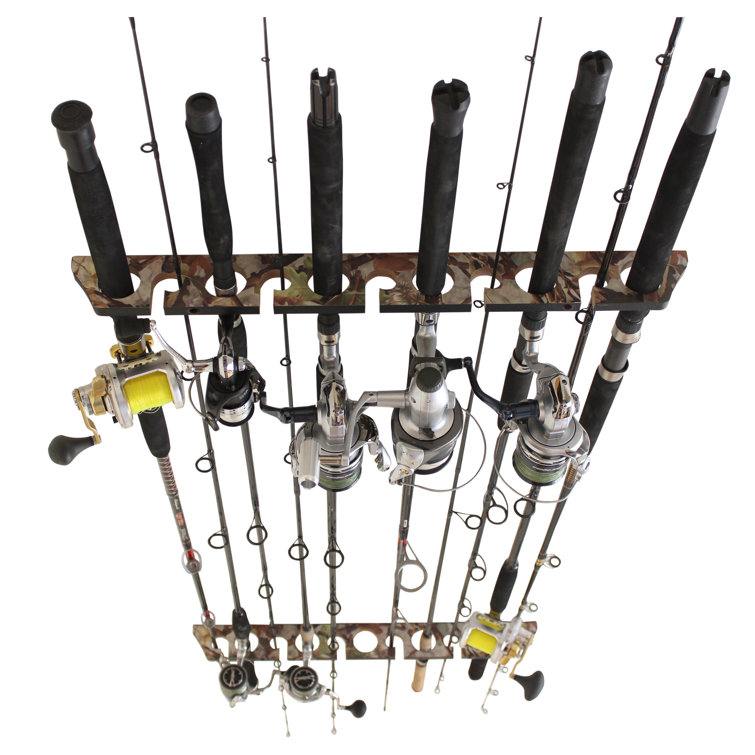 Camouflage Wall-Mounted Fishing Rod Storage Rack for 11 Rods