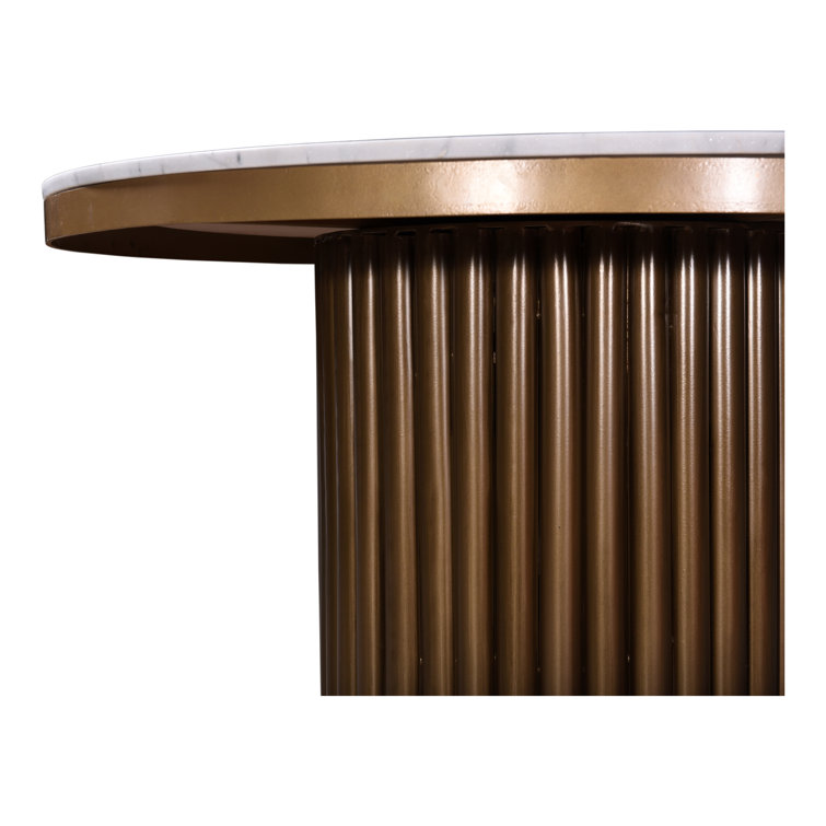 Ione 42" White Marble Top Round Dining Table with Gold Base
