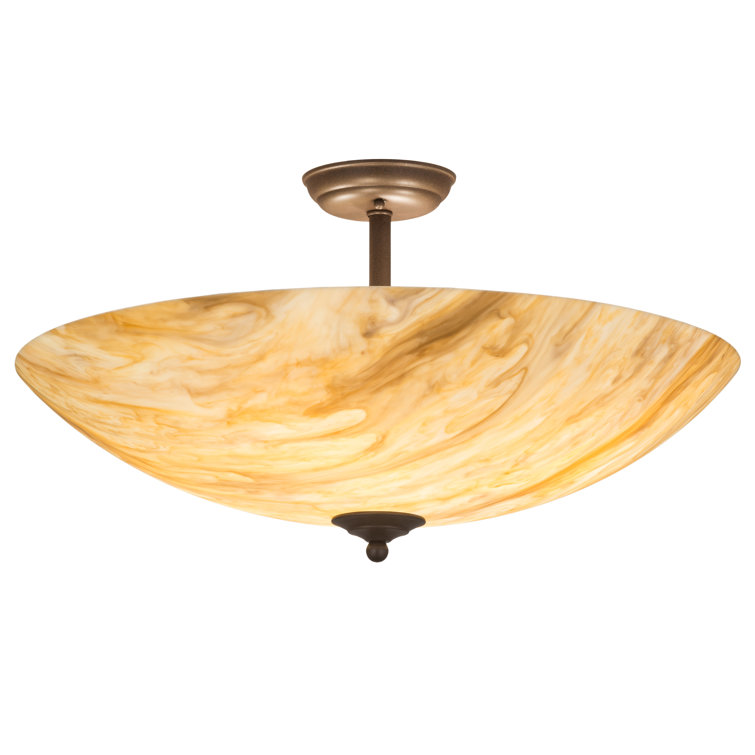 Brown Glass Bowl Semi-Flush Mount Ceiling Light