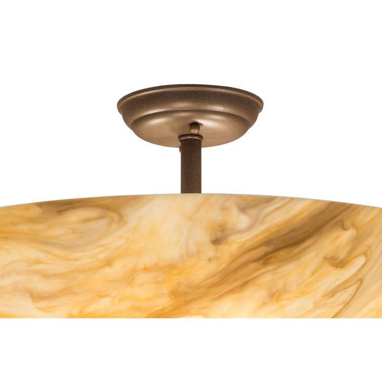 Brown Glass Bowl Semi-Flush Mount Ceiling Light