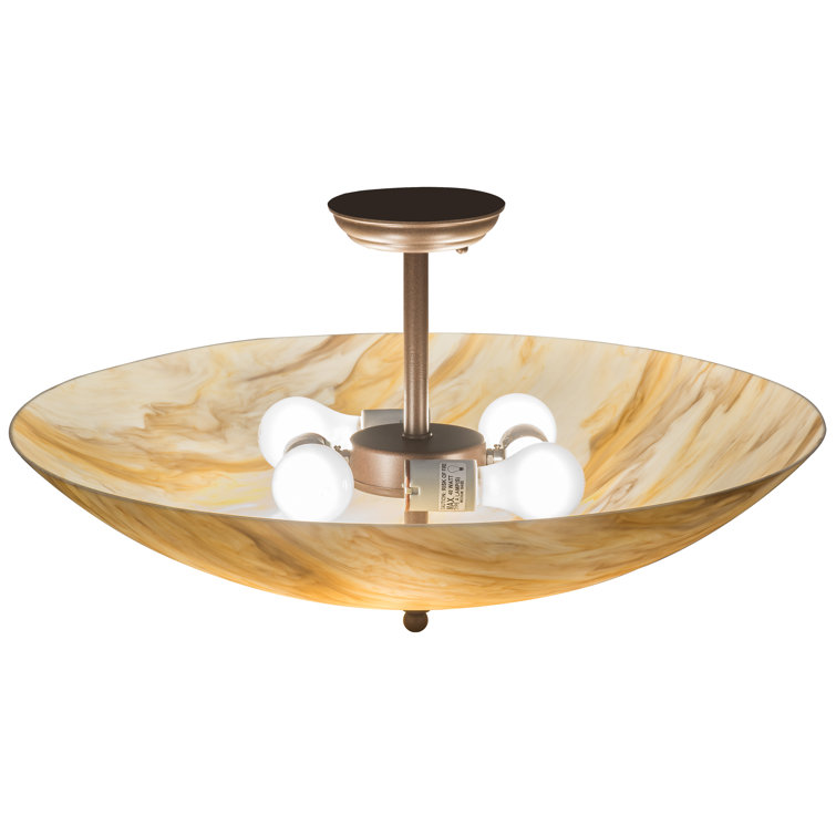 Brown Glass Bowl Semi-Flush Mount Ceiling Light