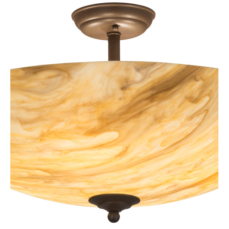 Brown Glass Bowl Semi-Flush Mount Ceiling Light