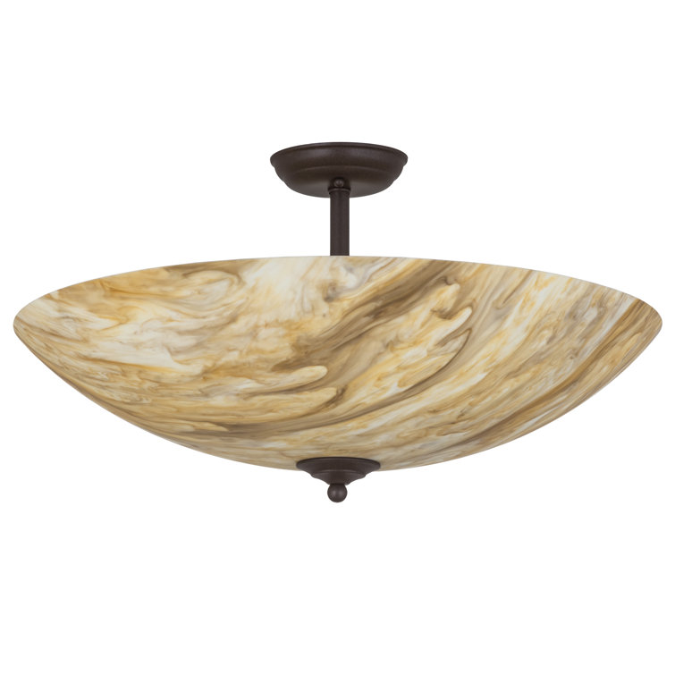 Brown Glass Bowl Semi-Flush Mount Ceiling Light